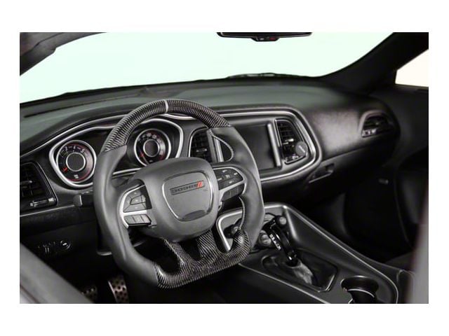 Drake Muscle Cars Steering Wheel; Carbon Fiber with Leather Grips (15-23 Charger w/o Heated Steering Wheel)