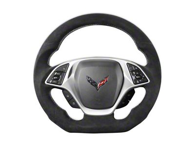 Drake Muscle Cars Steering Wheel; Carbon Fiber with Leather Grips (14-17 Corvette C7)