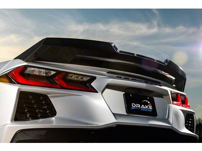 Drake Muscle Cars Wicker Bill Style Rear Spoiler; Carbon Flash Metallic (20-25 Corvette C8, Excluding Z06)