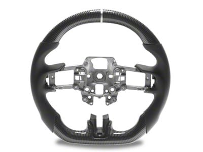 Drake Muscle Cars Steering Wheel; Carbon Fiber with Leather Grips (15-17 Mustang w/o Heated Steering Wheel)