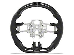 Drake Muscle Cars Steering Wheel; Carbon Fiber with Leather Grips (18-23 Mustang w/o Heated Steering Wheel)