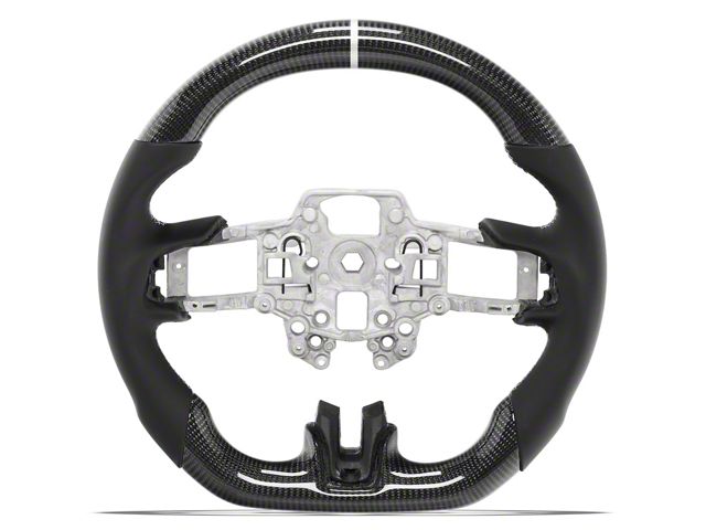 Drake Muscle Cars Steering Wheel; Carbon Fiber with Leather Grips (18-23 Mustang w/o Heated Steering Wheel)