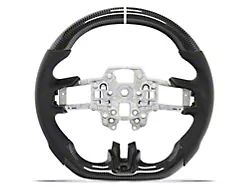 Drake Muscle Cars Steering Wheel; Carbon Fiber with Leather Grips (18-23 Mustang w/o Heated Steering Wheel)