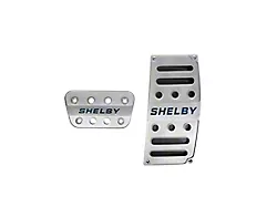Drake Muscle Cars Billet Aluminum Pedal Covers with Shelby Logo (05-23 Mustang w/ Automatic Transmission)