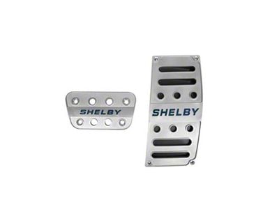 Drake Muscle Cars Billet Aluminum Pedal Covers with Shelby Logo (05-23 Mustang w/ Automatic Transmission)