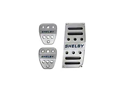 Drake Muscle Cars Billet Aluminum Pedal Covers with Shelby Logo (05-23 Mustang w/ Manual Transmission)