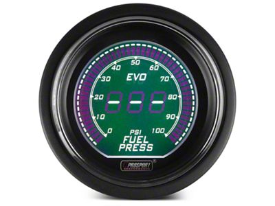 Prosport 52mm EVO Series Digital Fuel Pressure Gauge; Electrical; Green/White (Universal; Some Adaptation May Be Required)