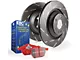EBC Brakes Stage 4 Redstuff Brake Rotor and Pad Kit; Front (12-23 3.6L Challenger w/ Vented Rear Rotors; 12-23 5.7L HEMI Challenger R/T)