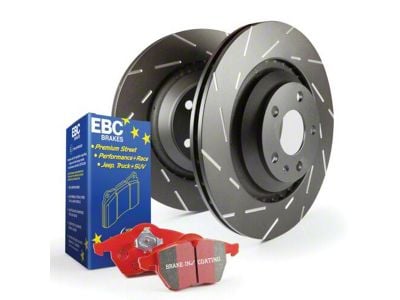 EBC Brakes Stage 4 Redstuff Brake Rotor and Pad Kit; Rear (06-10 2.7L, 3.5L Charger SE; 06-10 Charger SXT w/ Solid Rear Rotors; 11-23 V6 Charger w/ Solid Rear Rotors)