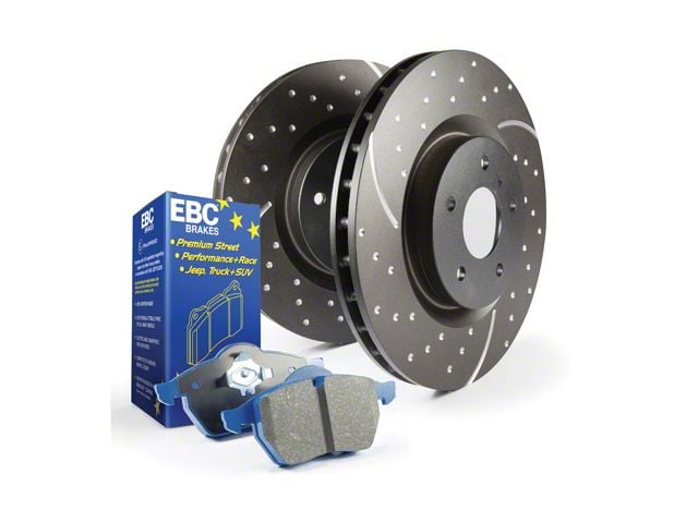 EBC Brakes Stage 6 Bluestuff Brake Rotor and Pad Kit; Front (12-23 3.6L Charger w/ Vented Rear Rotors; 11-23 5.7L HEMI Charger R/T)