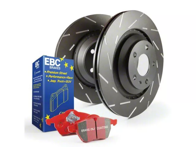 EBC Brakes Stage 4 Redstuff Brake Rotor and Pad Kit; Front (15-23 Mustang EcoBoost w/ Performance Pack)