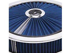 Edelbrock Pro-Flo 14-Inch Round Air Cleaner; Chrome; Blue Filter