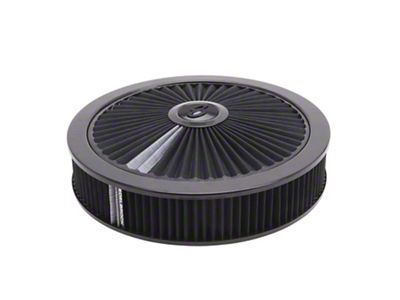 Edelbrock Pro-Flo 14-Inch Round Air Cleaner; Chrome; Black Filter