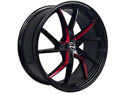 Elegance Luxury Sharp Gloss Black with Candy Red Milled Wheel; 20x8.5; 15mm Offset (11-23 RWD Charger, Excluding Widebody)