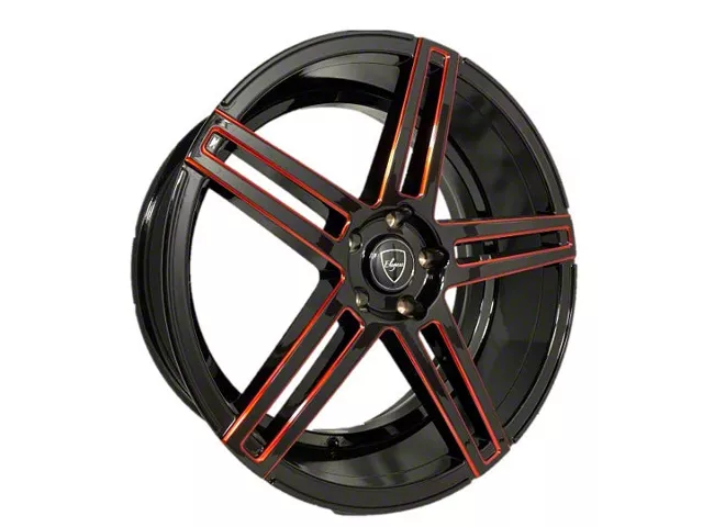 Elegant E018 Gloss Black Candy Red Milled Wheel; 20x8.5 (05-09 Mustang)