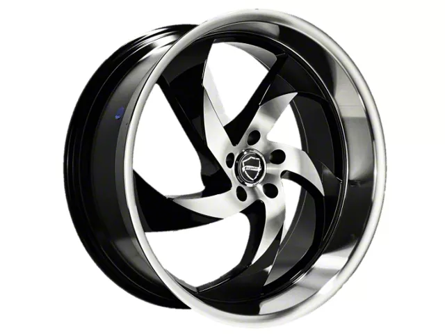 Elegant Danger Gloss Black Machine Center with Machine Lip Wheel; 22x9.5 (06-10 RWD Charger)