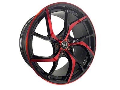 Elegant E008 Gloss Black Candy Red Face Wheel; Rear Only; 20x10 (2024 Mustang)