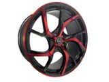 Elegant E008 Gloss Black Candy Red Face Wheel; 20x8.5; 35mm Offset (24-25 Mustang)