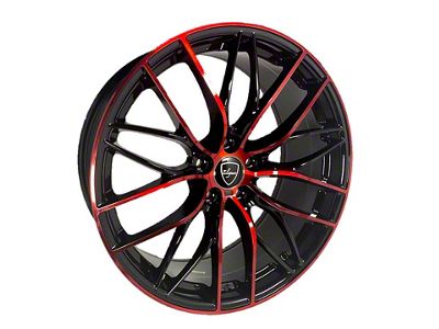 Elegant E010 Gloss Black Candy Red Face Wheel; 20x8.5; 35mm Offset (24-25 Mustang)