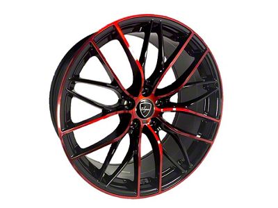 Elegant E010 Gloss Black Candy Red Face Wheel; 20x8.5 (2024 Mustang)