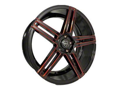 Elegant E018 Gloss Black Candy Red Milled Wheel; 20x8.5 (2024 Mustang)