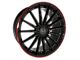 Elegant E007 Gloss Black with Candy Red Outline Wheel; 20x8.5 (16-24 Camaro)