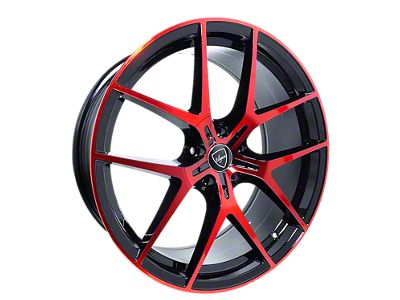 Elegant E017 Gloss Black Candy Red Face Wheel; 20x8.5; 30mm Offset (16-24 Camaro)