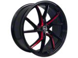 Elegant Sharp Gloss Black with Candy Red Milled Wheel; 20x8.5; 30mm Offset (16-24 Camaro)