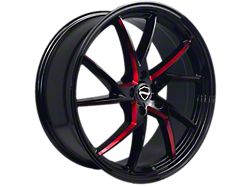 Elegant Sharp Gloss Black with Candy Red Milled Wheel; 20x8.5; 30mm Offset (16-24 Camaro)