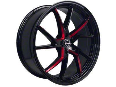 Elegant Sharp Gloss Black with Candy Red Milled Wheel; 20x8.5; 30mm Offset (16-24 Camaro)