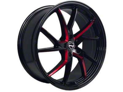 Elegant Sharp Gloss Black with Candy Red Milled Wheel; 20x8.5 (16-24 Camaro)