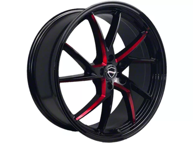 Elegant Sharp Gloss Black with Candy Red Milled Wheel; 20x8.5 (16-24 Camaro)
