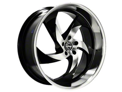 Elegant Danger Gloss Black Machine Center with Machine Lip Wheel; 22x9.5; 15mm Offset (08-23 RWD Challenger, Excluding Widebody)