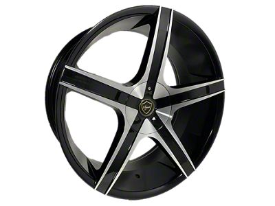 Elegant EL907 Gloss Black Machined Wheel; 22x9.5; 15mm Offset (08-23 RWD Challenger, Excluding Widebody)