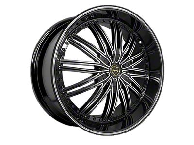 Elegant EL911 Gloss Black Machined Wheel; 22x9.5; 15mm Offset (08-23 RWD Challenger, Excluding Widebody)