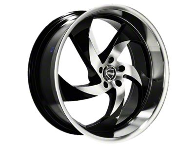 Elegant Danger Gloss Black Machine Center with Machine Lip Wheel; 22x9.5 (11-23 RWD Charger, Excluding Widebody)