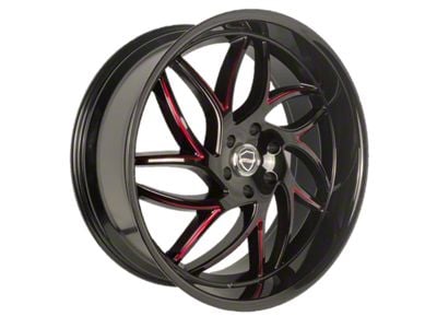 Elegant Magic Gloss Black with Candy Red Milled Wheel; 20x8.5 (11-23 RWD Charger, Excluding Widebody)