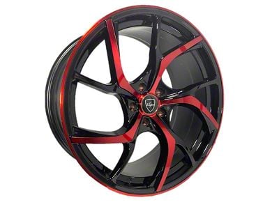 Elegant E008 Gloss Black Candy Red Face Wheel; 20x8.5 (15-23 Mustang GT, EcoBoost, V6)