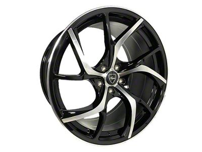 Elegant E008 Gloss Black Machined Wheel; Rear Only; 20x10; 38mm Offset (15-23 Mustang GT, EcoBoost, V6)