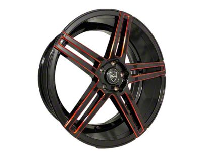 Elegant E018 Gloss Black Candy Red Milled Wheel; 20x8.5; 35mm Offset (15-23 Mustang GT, EcoBoost, V6)