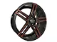 Elegant E018 Gloss Black Candy Red Milled Wheel; 20x8.5 (15-23 Mustang GT, EcoBoost, V6)