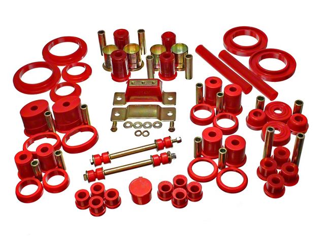 Hyper-Flex System Complete Bushing Kit; Red (85-93 V8 Mustang)