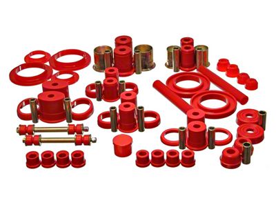 Hyper-Flex System Complete Bushing Kit; Red (94-95 Mustang V6; 96-98 Mustang)