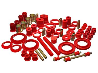 Hyper-Flex System Complete Bushing Kit; Red (85-93 Mustang V6; 85-86 Mustang SVO)