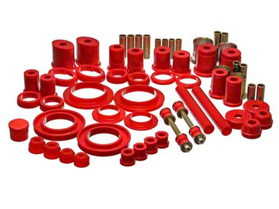 Hyper-Flex System Complete Bushing Kit; Red (99-04 Mustang, Excluding Cobra)