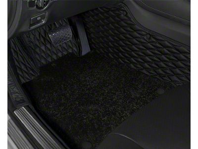 Double Layer Diamond Front and Rear Floor Mats; Base Layer Black and Top Layer Black (16-24 Camaro)