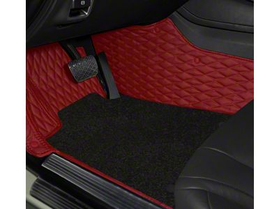 Double Layer Diamond Front and Rear Floor Mats; Base Layer Red and Top Layer Black (16-24 Camaro)