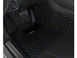 Single Layer Diamond Front and Rear Floor Mats; Black and Black Stitching (10-15 Camaro)
