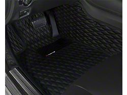 Single Layer Diamond Front and Rear Floor Mats; Black and Black Stitching (16-24 Camaro)