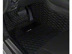 Single Layer Diamond Front and Rear Floor Mats; Black and Black Stitching (16-24 Camaro)